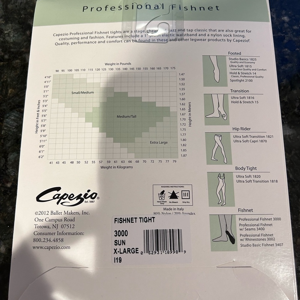NIB Capezio Professional Fishnet Stockings. #3000 Sun. XL. Brand new. - Picture 2 of 8